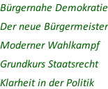 Bürgernahe Demokratie Der neue Bürgermeister Moderner Wahlkampf Grundkurs Staatsrecht Klarheit in der Politik